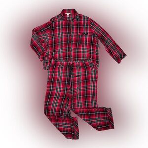 VICTORIA’S SECRET Women’s Red Green Plaid Long Sleeve Top, Pants Pajama Set XL